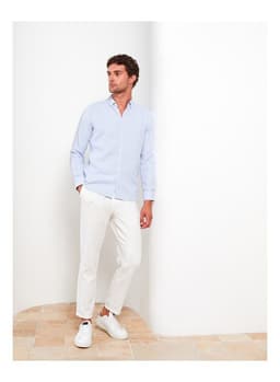 Slim Fit Long Sleeve Dobby Men's Shirt