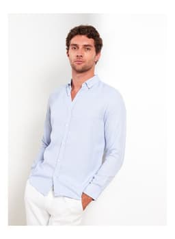 Slim Fit Long Sleeve Dobby Men's Shirt